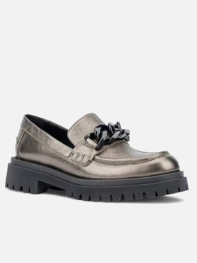 AQUALTILIA Weatherproof Chain Chunky Lugged Platform Loafer Rain Snow Italy 8.5